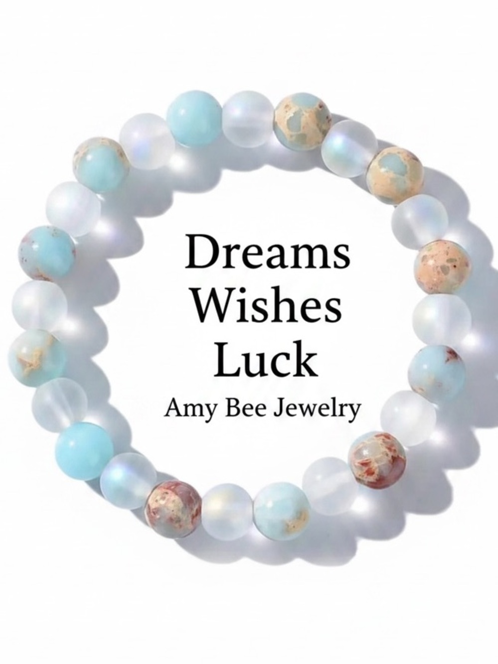 Beaded Blue Shousan, Aura Quartz and Amazonite Stretch Bracelet. New.